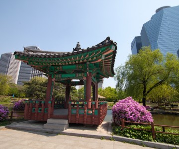 Traditional korean house in park in Seoul